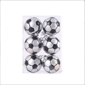 6er-Set silber-schwarze Fußball-Christbaumkugeln in einer klaren Klarsichtbox - Fußball mit Mütze