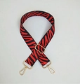 Adjustable red and black zebra pattern replacement strap with gold metal hardware - Silver Clasp / Red Zebra Print