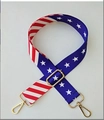 Adjustable wide replacement bag strap with American flag pattern and gold hardware - National Flag