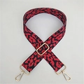 Adjustable leopard print replacement strap with red and black pattern and gold hooks - Red Spotted