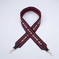 Tracolla larga in tessuto stile etnico con jacquard rosso e verde e ganci dorati - Montagna di Fuoco