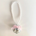 Pendentif boule disco pour voiture avec nœud rose et chaîne en perles - 5cm Style Nœud Argent