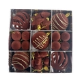 Velvet burgundy Christmas ball ornaments set with gold glitter stars and heart shapes - Brown