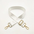 Bandoulière réglable en nylon blanc avec mousquetons et boucles en métal doré brillant - Fermoir en Argent / Blanc
