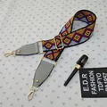 Close-up of adjustable colorful geometric woven strap with gold metal lobster clasps - Style 2 Gray