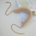 Faux fur wide shoulder strap with gold chain replacement for crossbody bags - Chain Khaki