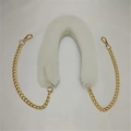 Detail of faux fur shoulder strap with gold chain links and metal lobster clasps - Chain White