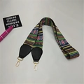 Ethnic style colorful woven guitar bag strap with high-quality gold metal lobster clasps - Striped