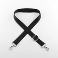 Bandoulière réglable en nylon noir avec boucles en métal argenté et renfort en cuir - Fermoir en Argent / Nylon Noir