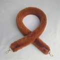 Caramel brown plush wide replacement shoulder strap for women bags with gold lobster buckles - Brown
