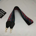 Ethnic style wide bag strap with colorful geometric rhombus pattern and gold hooks - Rhombus 3
