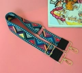 Ethnic style woven wide replacement shoulder strap with colorful geometric wave patterns - Geometric Film