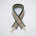 Adjustable wide fabric bag strap in khaki and dark green with golden hardware - Green Style