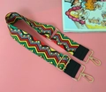 Ethnic style woven wide bag strap with red, yellow, green geometric wave pattern - Wave