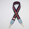 Bandoulière réglable avec rayures rouges et vertes et mousquetons dorés - Vert Rouge Bleu Bleu Clair