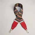 Adjustable colorful striped replacement handbag strap with gold metal buckles - Red