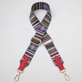 Adjustable bohemian colorful crossbody bag strap with gold metal hooks and ethnic weave pattern - Red Stripe