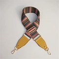 Adjustable wide replacement bag strap with colorful stripes and gold metal hardware - Yellow
