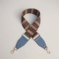Adjustable wide replacement shoulder strap with colorful stripes and gold metal hooks - Lake Blue