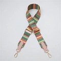Bohemian geometric woven bag strap with pink leather ends and gold metal buckles - Yellow Stripe Pink