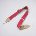 Adjustable wide replacement bag strap in rose red ethnic style with golden metal hooks - Khaki