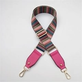 Adjustable colorful striped guitar style wide strap with gold buckles for handbags - Rose Red