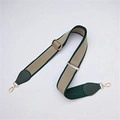 Adjustable khaki and dark green striped canvas bag strap with gold metal hooks - Green