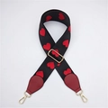Adjustable wide replacement strap with red heart embroidery and gold metal hardware - Burgundy