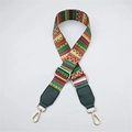 Bandoulière ethnique tissée avec motifs colorés et mousquetons dorés pour sacs à main - Rayures Jaunes Vert
