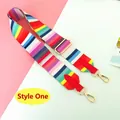 Detail of adjustable rainbow striped canvas strap with premium gold metal swivel hooks - Style 1 Silver Buckle