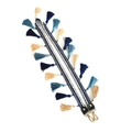 Tracolla intrecciata stile boho con nappe colorate e ganci in metallo dorato - Blu (120cm)