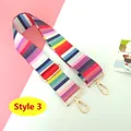 Tracolla larga regolabile a righe arcobaleno per borse con ganci in metallo dorato - Stile 3
