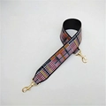 Macro detail of geometric patterned wide woven strap with gold metal lobster clasps - Grid Pink