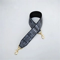 Detail of wide black and white houndstooth strap with gold swivel metal hooks for handbags - Black Lattice