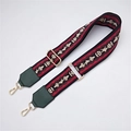 Ethnic style adjustable embroidery shoulder strap with red and green patterns and gold hooks - Green