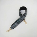 Green, black, and white plaid patterned wide replacement shoulder strap with gold buckles - Plaid Green