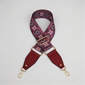 Ethnic style colorful wide replacement shoulder strap with gold metal buckle and leather ends - Style 3 Wine Red