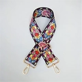 Adjustable bohemian floral woven bag strap with golden metal clips on gray background - Silver Clasp / Cartoon