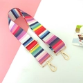 Adjustable wide replacement shoulder strap with colorful stripes and gold metal hardware - Silver Clasp / Colorful Stripes