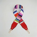 Ethnic style colorful striped wide shoulder strap for bags with gold metal clasps - Style 1 Red