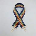 Adjustable wide replacement strap with colorful geometric pattern and gold metal hooks - Silver Clasp / Blue Gradient