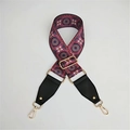 Detail of bohemian geometric pattern on a wide adjustable shoulder strap with gold hooks - Style 3 Black