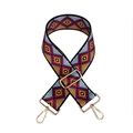 Tracolla di ricambio larga regolabile con motivi geometrici etnici multicolore - Stile 4 Quadri Giallo Viola / Chiusura in Argento