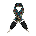 Adjustable ethnic geometric jacquard shoulder strap with gold swivel hooks for crossbody bags - Green Geometric Y-Pattern