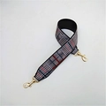 Short wide PU shoulder strap featuring black white and red plaid pattern with gold hooks - Red Plaid