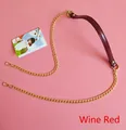 Detail view of wine red PU leather strap and gold metal chain with lobster clasp for bags - Burgundy