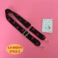 Adjustable 3.8cm wide fabric bag strap with red heart embroidery and gold hooks - Style 2 (Wide) Gold Clasp