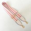 Pink and white striped wide adjustable bag strap with golden metal swivel hooks - Style 1 Pink