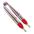 Bandoulière réglable en toile tricolore avec attaches en cuir rouge et crochets dorés - Rouge Style 1