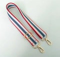 Adjustable red white and blue striped canvas wide shoulder strap for cross-body bags - Style 3 Red